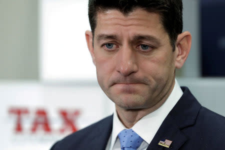 U.S. House Speaker Paul Ryan (R-WI) speaks during a news conference after Republican weekly conference on Capitol Hill in Washington, U.S., November 14, 2017. REUTERS/Yuri Gripas