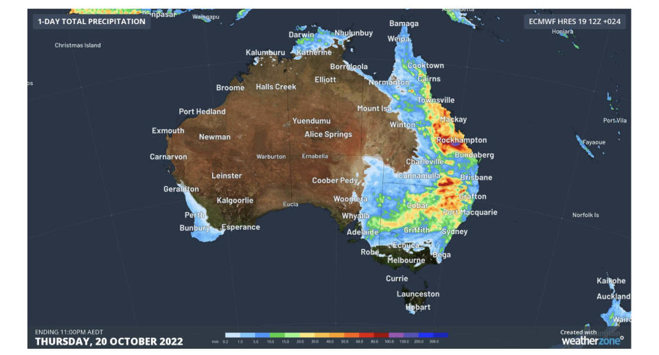 A weather map of Australia.