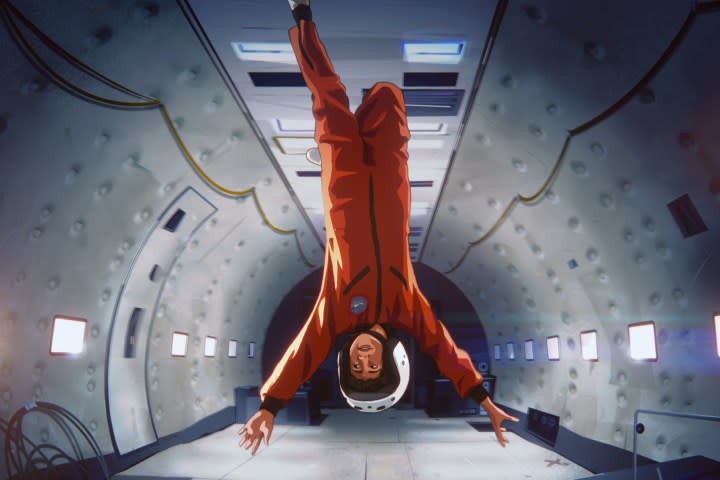 Stanley floats upside down in Apollo 10 1/2: A Space Age Childhood.