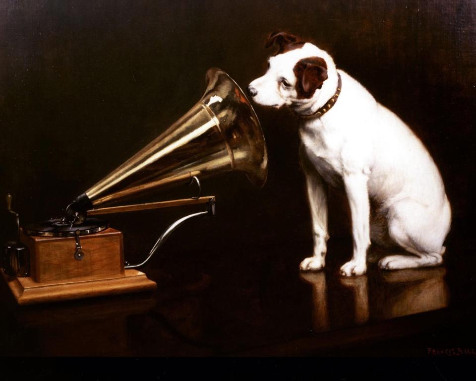 In 1898 Francis Barraud repainted Nipper with a brass gramophone of a Berliner disc design - PA