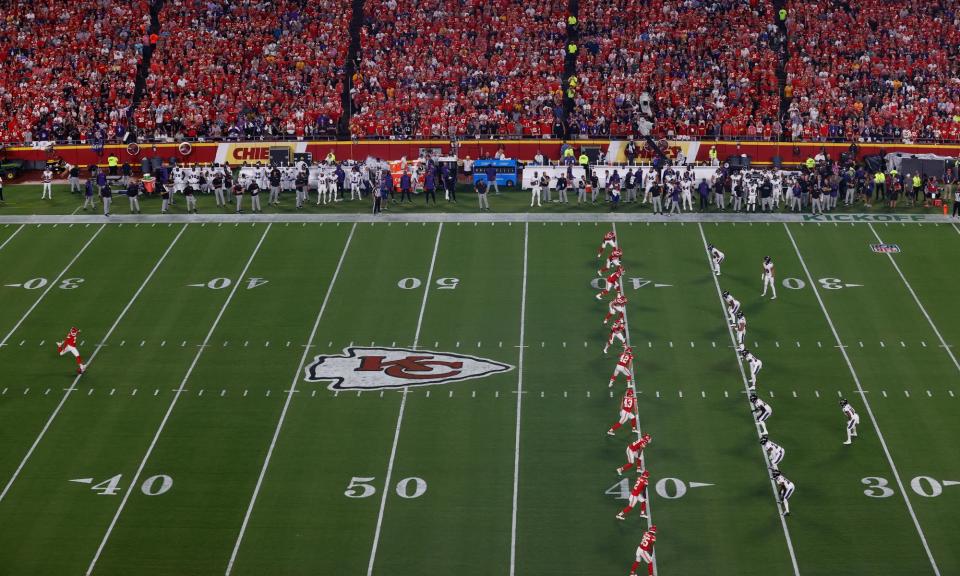 <span>The NFL introduced a dramatic overhaul of its kickoff rules for this year’s season.</span><span>Photograph: Aaron M Sprecher/Getty Images</span>