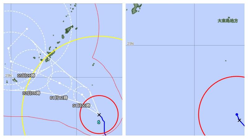 中度颱風「卡努」逼近琉球群島，台灣航空業陸續宣布航班異動資訊。（翻攝自推特@kouseinejp2）