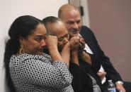 <p>O.J. Simpson’s sister Shirley Baker, middle, daughter Arielle Simpson, left, and friend Tom Scotto react after O.J. Simpson was granted parole at Lovelock Correctional Center in Lovelock, Nev., on Thursday, July 20, 2017. Simpson was convicted in 2008 of enlisting some men he barely knew, including two who had guns, to retrieve from two sports collectibles sellers some items that Simpson said were stolen from him a decade earlier. (Jason Bean/The Reno Gazette-Journal via AP, Pool) </p>