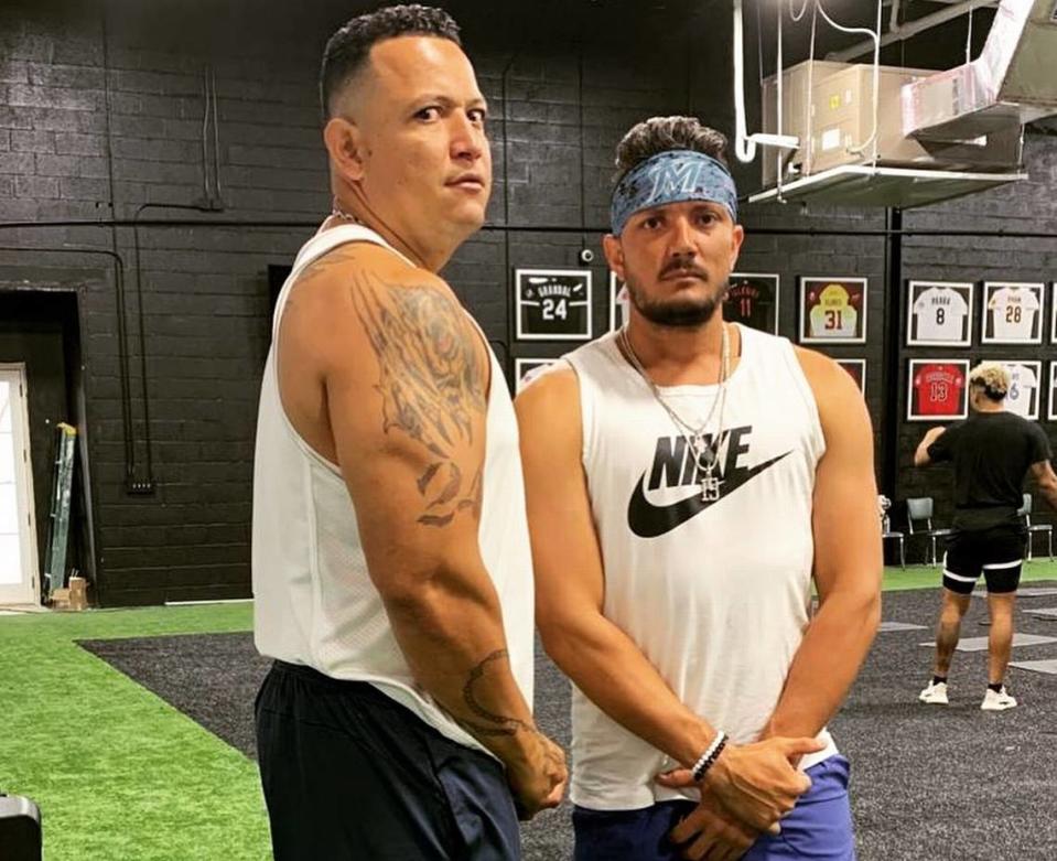 Miguel Cabrera (left) and Miguel Rojas