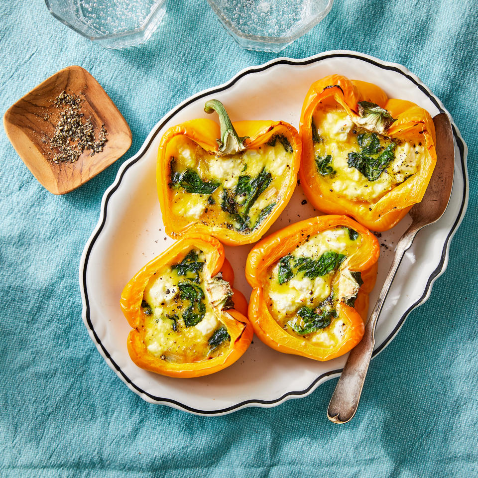 Baked Spinach, Feta & Egg-Stuffed Peppers