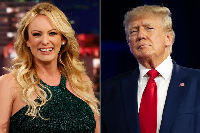 <p>Randy Holmes/Disney General Entertainment Content/Getty ; Brandon Bell/Getty </p> Stormy Daniels on 'Jimmy Kimmel Live!'. ; Donald Trump speaks at the Conservative Political Action Conference (CPAC) on August 06, 2022 in Dallas, Texas.