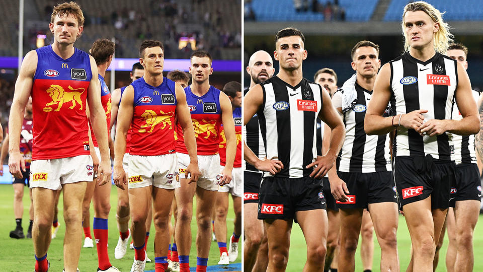 Brisbane and Collingwood, pictured here after both starting the AFL season 0-2.