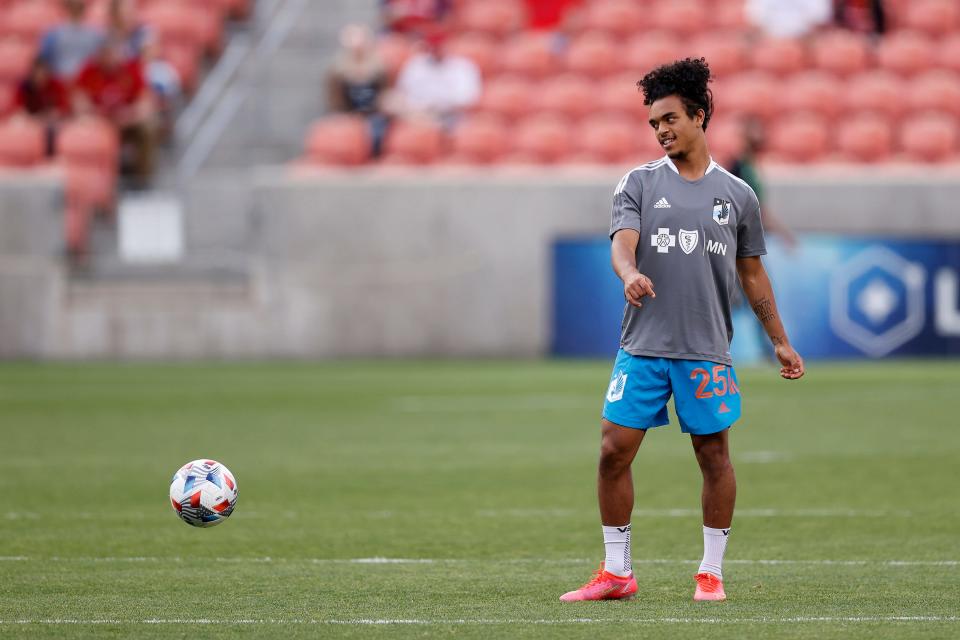 May 29, 2021; Sandy, Utah, USA; Real Salt Lake Aziel Jackson (25) warms up prior to their game against the Real Salt Lake at Rio Tinto Stadium. Mandatory Credit: Jeffrey Swinger-USA TODAY Sports