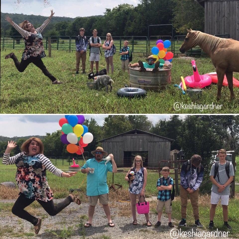Keshia Gardner's family took hilarious photos in honor of back-to-school season. (Photo: Courtesy of Keshia Gardner)