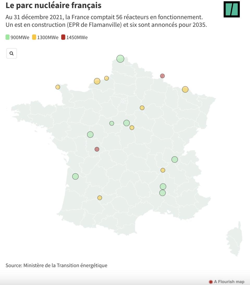 Le parc nucléaire français (source HuffPost)