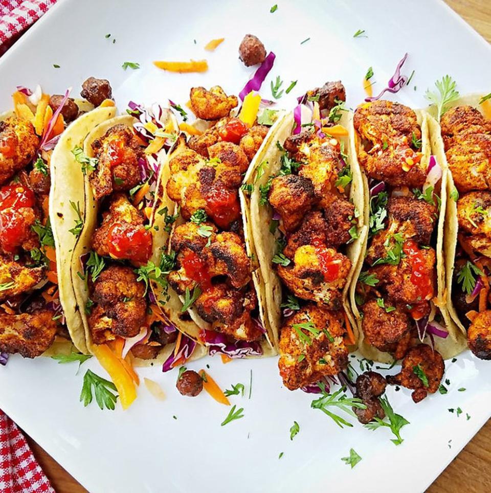 Crispy Cauliflower and Chickpea Tacos