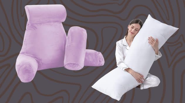 A plush memory foam seat pillow with a bolster and a 54-inch long body pillow.