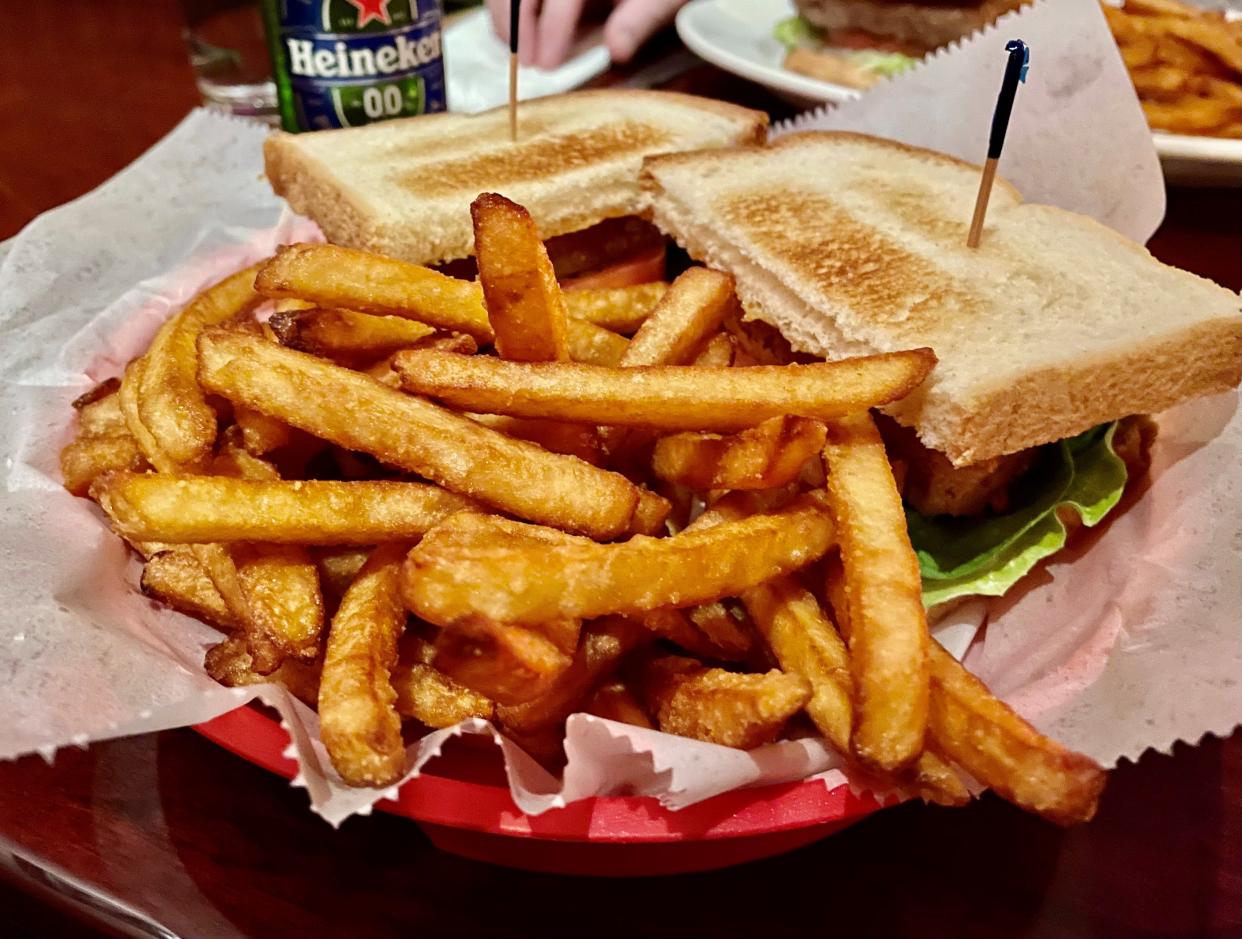 The Vegan TLT at MOTR Pub in Over-the-Rhine is a twist on a traditional BLT (bacon, lettuce, tomato) sandwich, swapping marinated tofu for bacon and vegan chipotle mayo for regular. Even with the addition of fries, the meal is under $15.