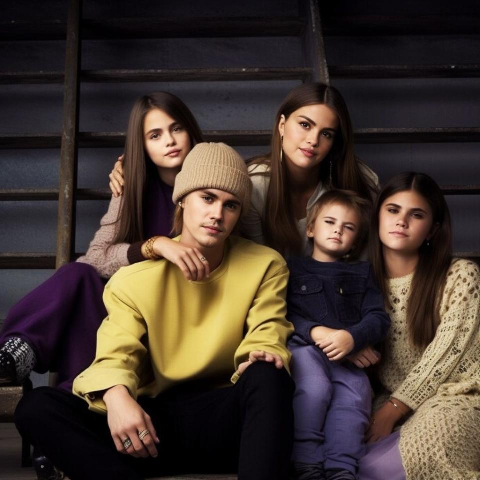 The AI portrait of Justin Bieber and Selena Gomez with fake children. Instagram/mrpomeroyj_ai