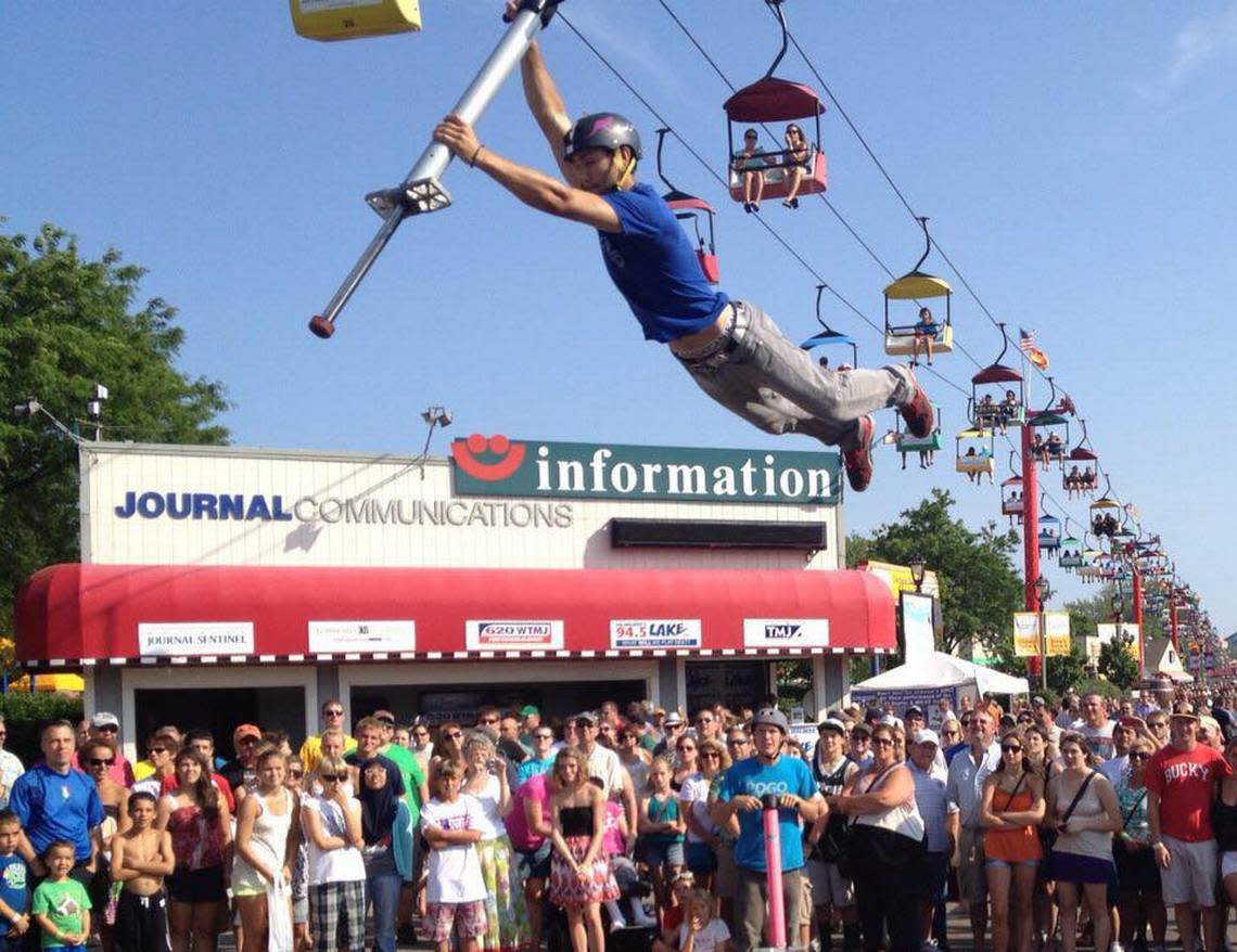 The Xpogo Stunt Team will be doing crazy pogo stick stunts at the Kansas State Fair from Monday through Sept. 17 by the Lair White House.