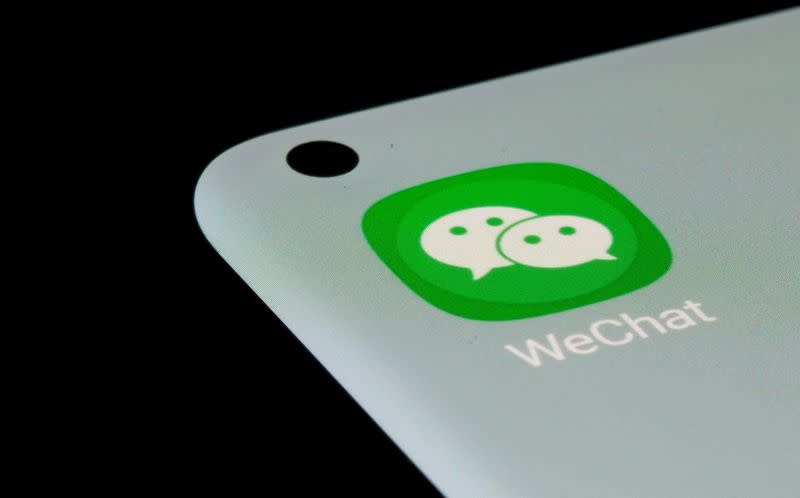 FILE PHOTO: WeChat app is seen on a smartphone in this illustration taken