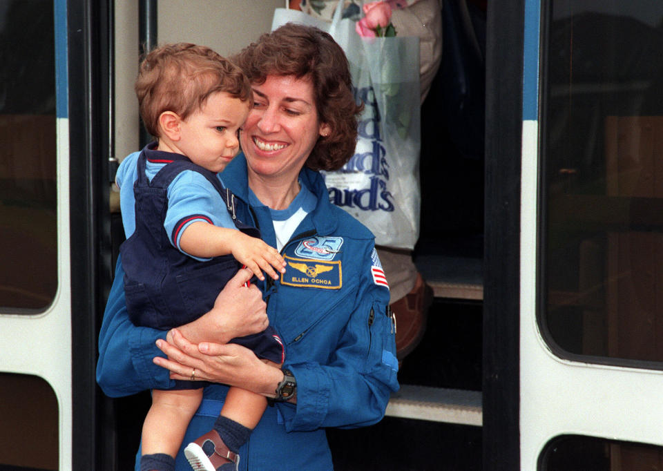 Astronaut Ellen Ochoa and her son