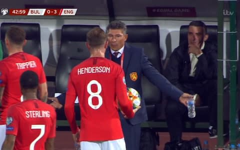 Bulgaria coach talks to Henderson - Credit: ITV