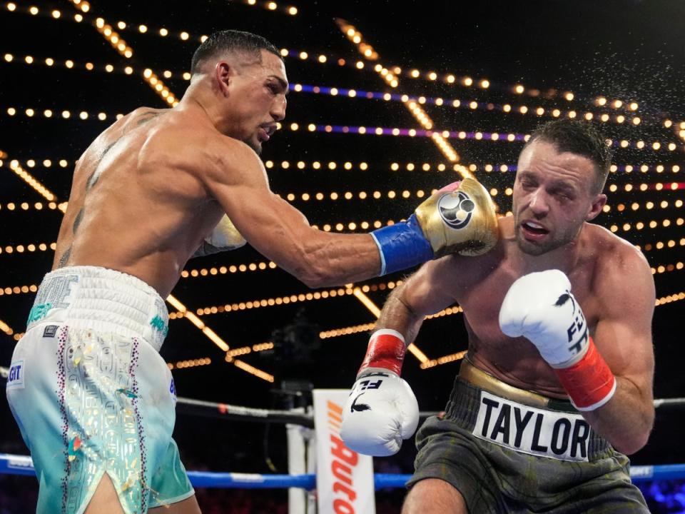 Lopez (left) during his decision win over Taylor at Madison Square Garden’s Theater (AP)