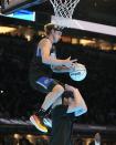 Osceola Magic's Mac McClung dunks during the slam dunk competition at the NBA basketball All-Star weekend, Saturday, Feb. 17, 2024, in Indianapolis. (AP Photo/Darron Cummings)