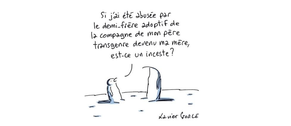 Le dessin de Xavier Gorce qui, d'après la directrice de la rédaction Caroline Monnot, « n'aurait pas dû être publié ».
