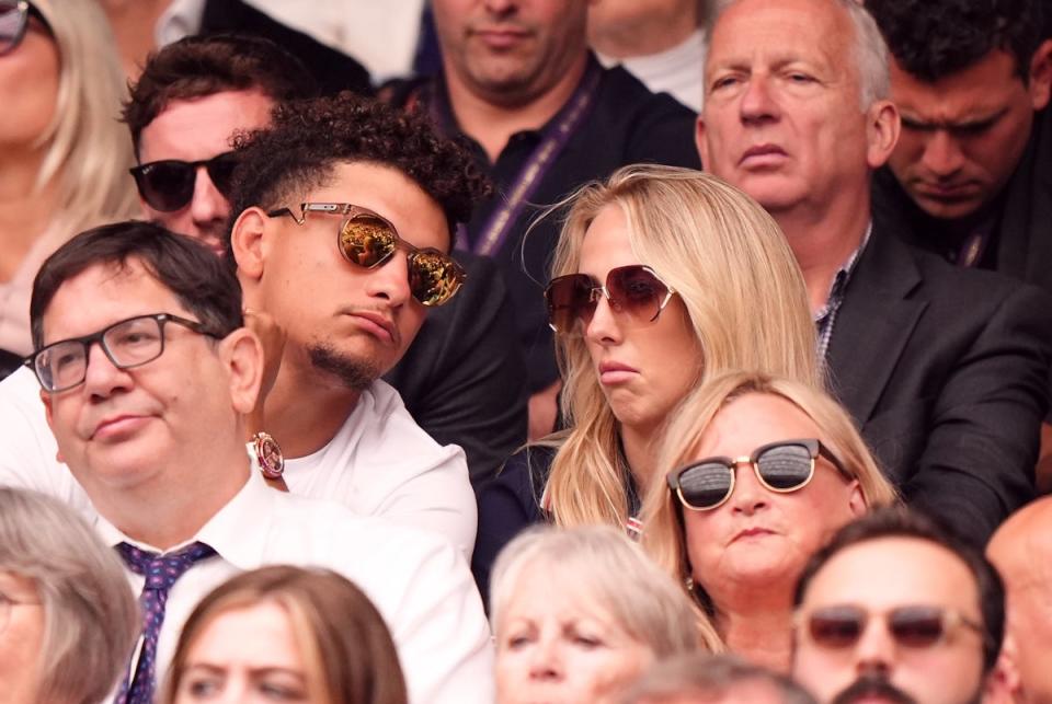 Patrick and Brittany Mahomes travel to London for Wimbledon day five (Zac Goodwin/PA Wire)