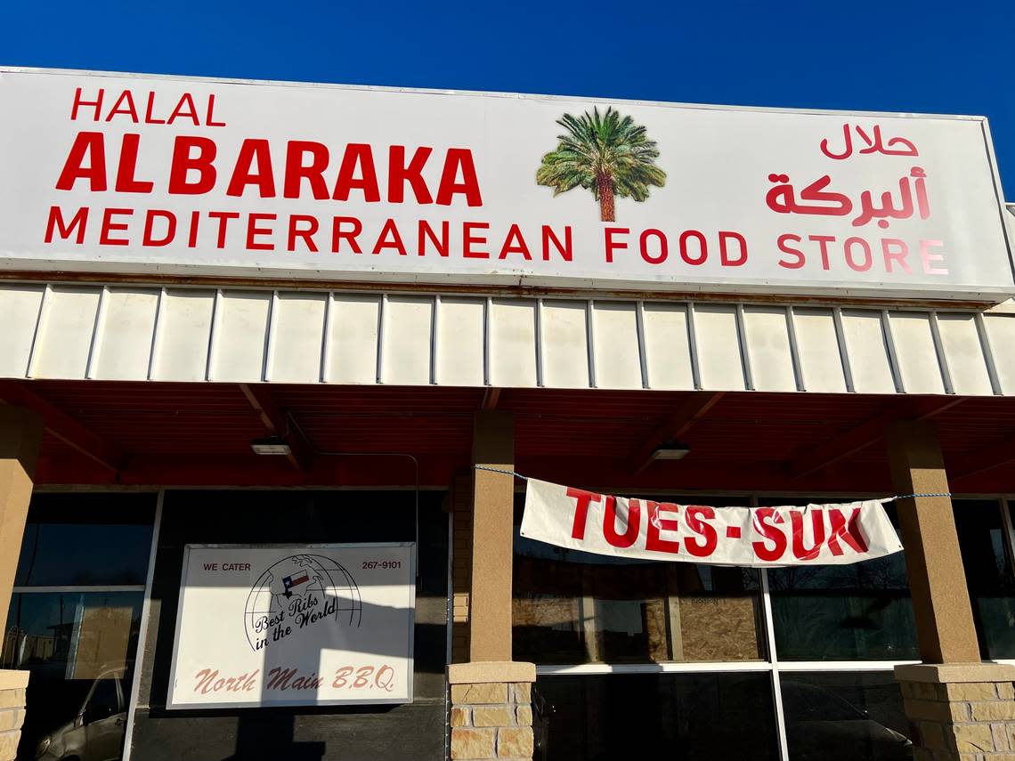 A sign for a Mediterranean food store has replaced North Main BBQ’s, but a smaller sign still claims “Best ribs in the world.”