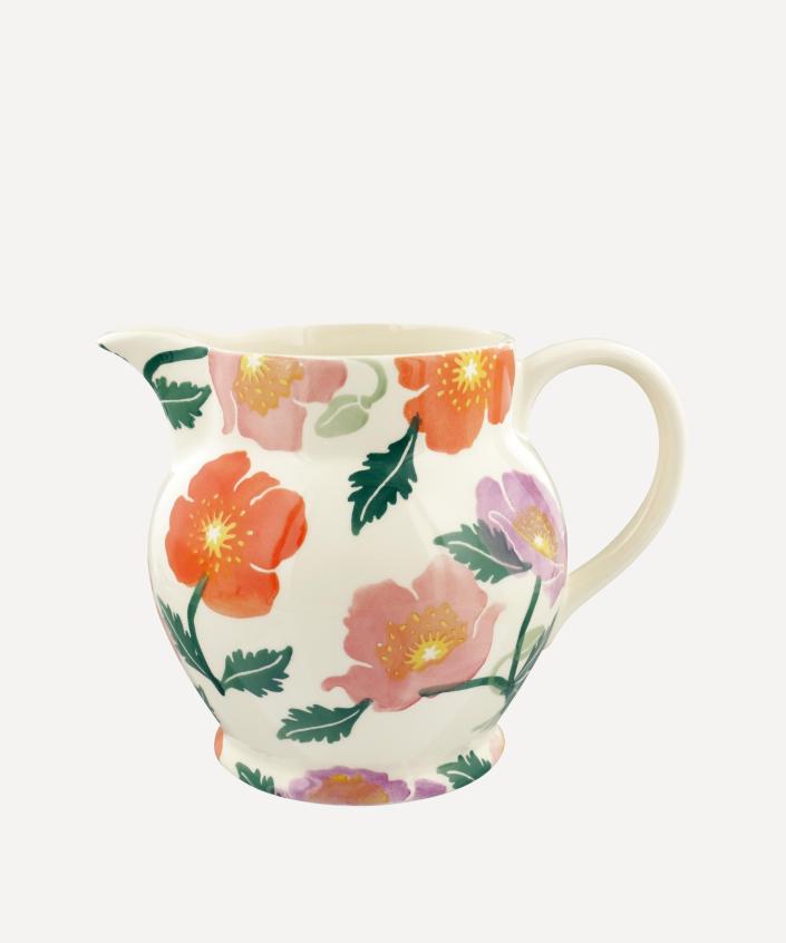 Designed by Emma Bridgewater and made in Stoke-on-Trent in the U.K., this ceramic pitcher has an extra-wide mouth that makes filling it with <a href="https://www.architecturaldigest.com/gallery/best-online-flower-delivery?mbid=synd_yahoo_rss" rel="nofollow noopener" target="_blank" data-ylk="slk:fresh flowers" class="link ">fresh flowers</a> a breeze. $130, Liberty of London. <a href="https://www.libertylondon.com/us/bright-poppies-six-pint-jug-000723618.html#pos=23" rel="nofollow noopener" target="_blank" data-ylk="slk:Get it now!" class="link ">Get it now!</a>