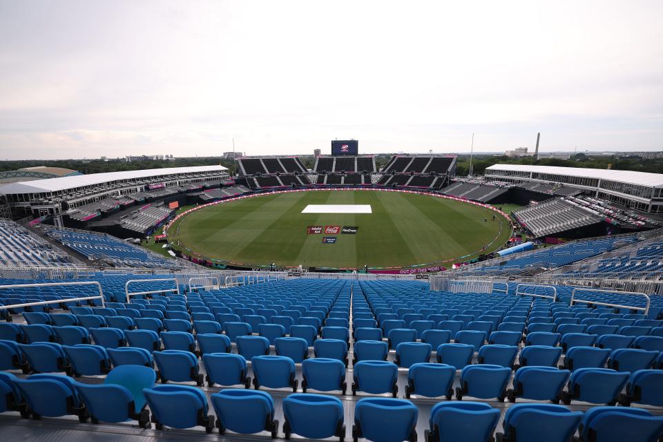 General views of the Nassau County International Cricket Stadium ahead of the ICC Men's T20 Cricket World Cup West Indies & USA 2024 at Nassau County International Cricket Stadium on June 02, 2024 in New York, New York.