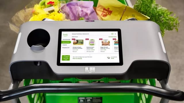 An Amazon Dash Cart is shown.