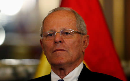 FILE PHOTO: Peru's President Pedro Pablo Kuczynski attends a binational cabinet meeting at the Government Palace in Lima, Peru, September 1, 2017. REUTERS/Mariana Bazo