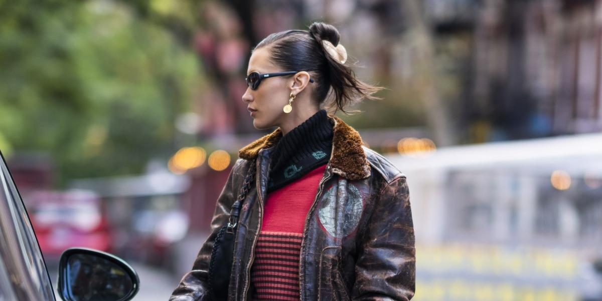 Bella Hadid Goes Retro In New York Giants Jersey and Black