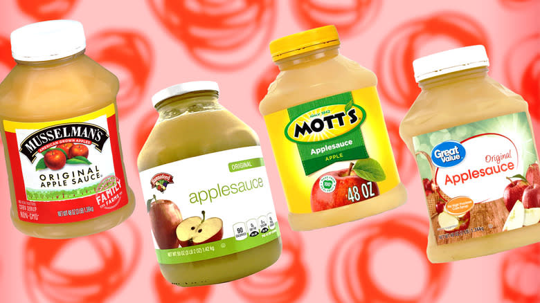 assorted applesauce brand bottles 