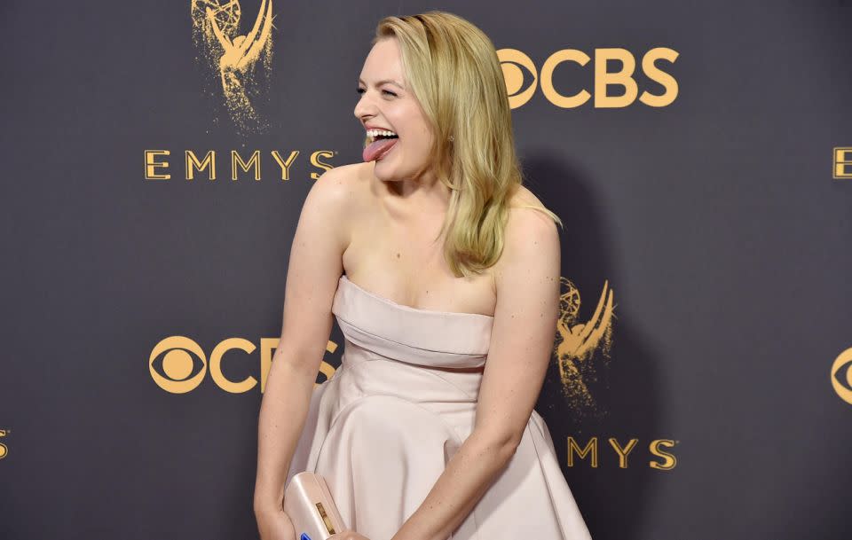 Elisabeth Moss had a slip of the tongue at this year's Emmy Awards. Source: Getty