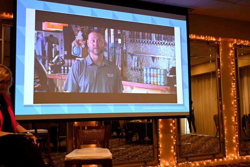 The presentation about the Economic Development Corporation of Sarasota County included a video showcasing how the nonprofit helped Big Top Brewing Co.find a new location. Pictured here is Big Top Brewing CEO Mike Bisaha.