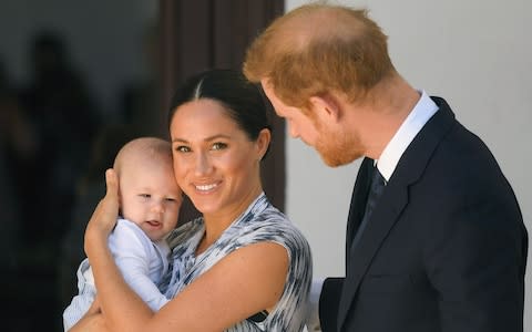 The Duke and Duchess of Sussex with baby Archie - Credit: Pool