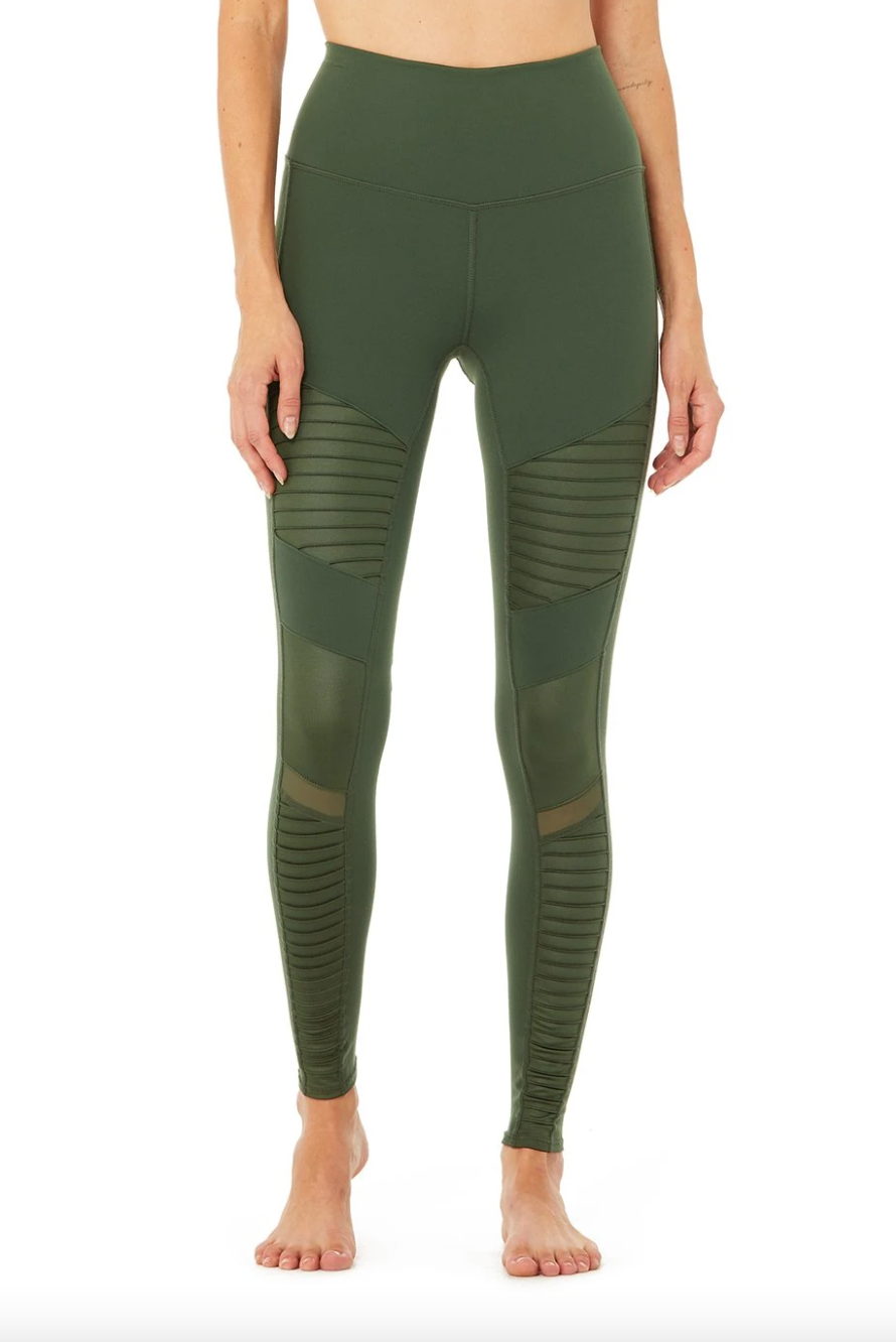 Alo Yoga High-Waist Moto Legging in Hunter/Hunter Glossy (Photo via Alo Yoga)