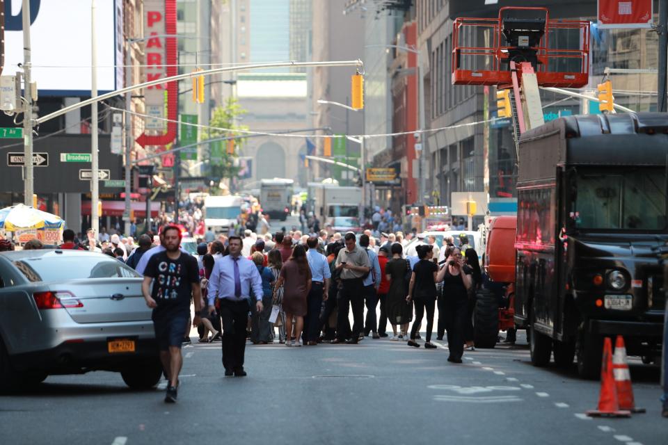 <p>The scene of an accident in New York’s Times Square after driver went through a crowd of pedestrians, injuring at least a dozen people, May 18, 2017. (Gordon Donovan/Yahoo News) </p>