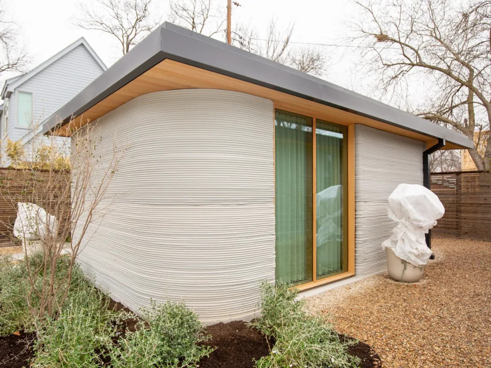 The House Zero accessory dwelling unit on a cloudy day.