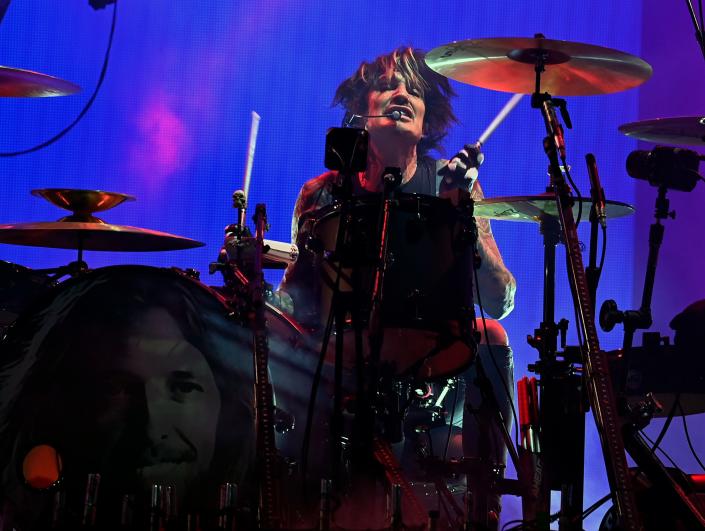 Tommy Lee of Motley Crue performs during the band’s Stadium Tour concert at Nissan Stadium on Thursday, June 30, 2022, in Nashville, Tenn.  