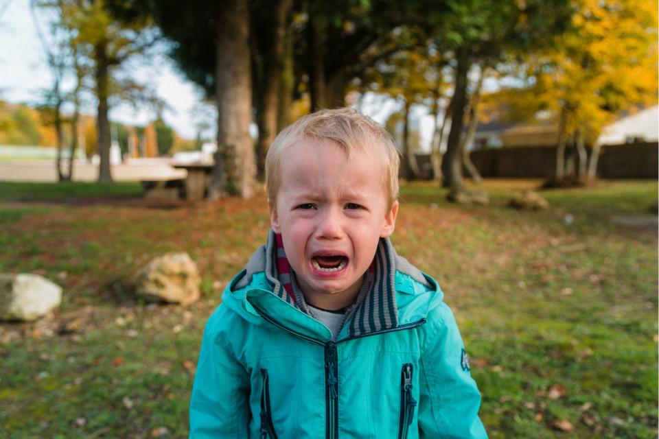 Ein weinendes Kind mitten im Park (Symbolfoto). - Copyright: ElenaDECAEN/Shutterstock