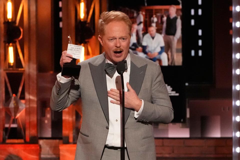 Jesse Tyler Ferguson accepts the award for best performance by an actor in a featured role in a play for his role in "Take Me Out."