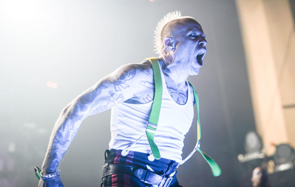 Keith Flint of The Prodigy performing live on stage at Brixton O2 Academy in London. Photo date: Thursday, December 21, 2017. (Richard Gray/EMPICS Entertainment)