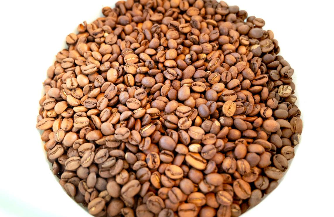 Decaffeinated beans just after roasting at Naomi Joe Coffee on Wednesday, May 24.