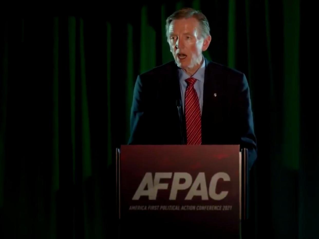 <p>Republican congressman Paul Gosar appearing at AFPAC on Friday</p> (@amfirstreels / Twitter)