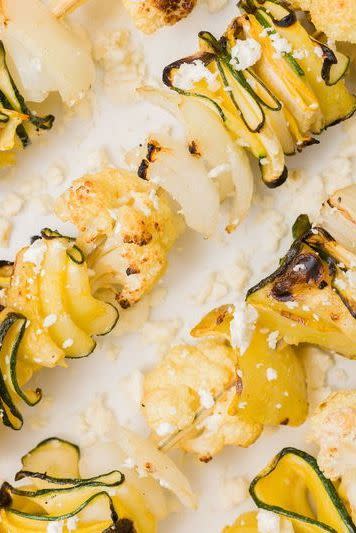 Courgette and Cauliflower Skewers with Feta