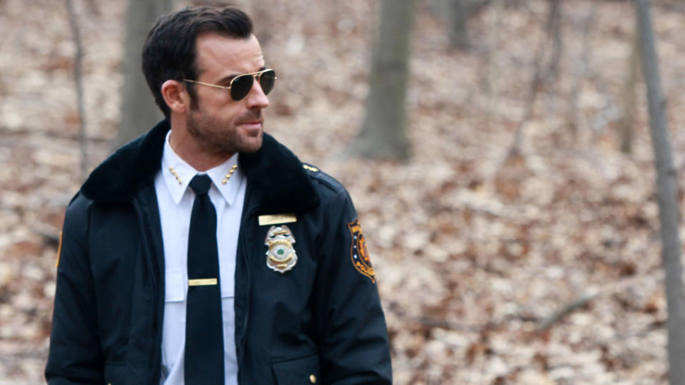 Justin Theroux's Kevin Garvey in a forest in The Leftovers