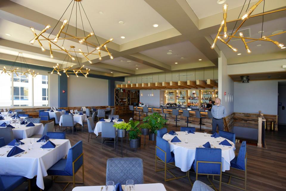 The upstairs refined dining room at Refinery Jax Beach, the new oceanfront restaurant and bar complex at 831 First Street North in Jacksonville Beach. It replaces the former Seachasers Lounge and Southern Kitchen & Bar.