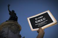 A rally in support of the people of Greece in Paris