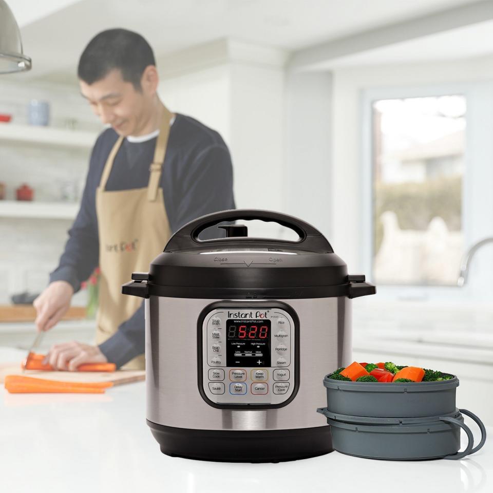 <strong>Regularly</strong>: $100 &lt;br&gt;<br /><a href="https://www.target.com/p/instant-pot-duo-6qt-7-in-1-pressure-cooker/-/A-50608360" target="_blank" rel="noopener noreferrer"><strong>Black Friday: $70, free two-day shipping, and $10 Target gift card with purchase</strong>﻿</a>﻿&lt;br&gt;<br />(Savings: $40)